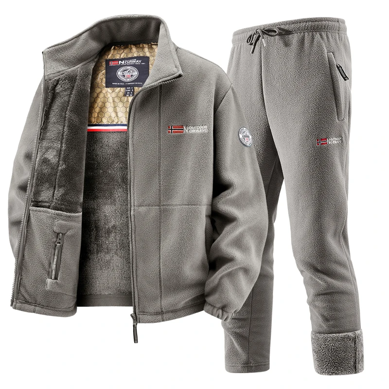 Winter Clothes - Mens Winter Fleece Tracksuit Set Thickened