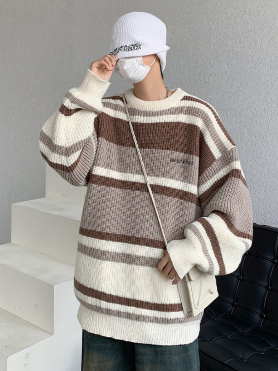 Winter Clothing Hong Kong - Striped O-neck Sweater Autmn Winter Pullover