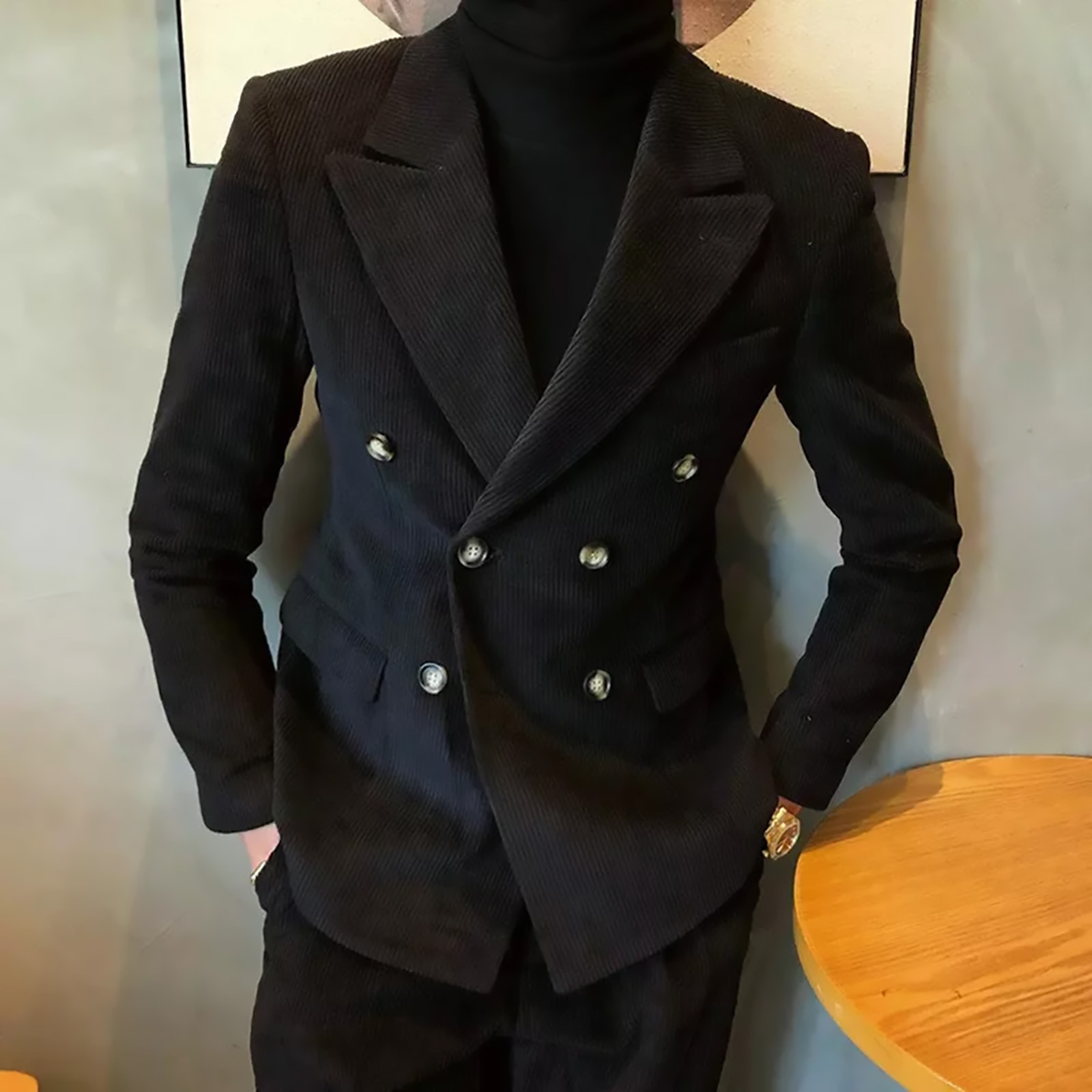 Winter Clothing Boys - Corduroy Casual Peaked Lapel Suits for
