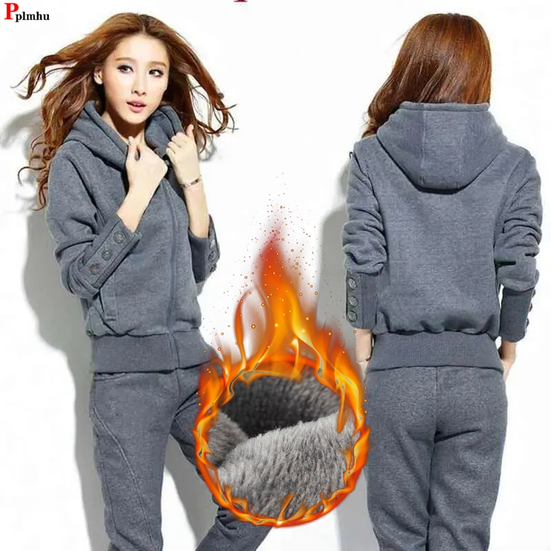 Winter Clothing Sales - Winter 2 Pieces Sets Hooded Plush