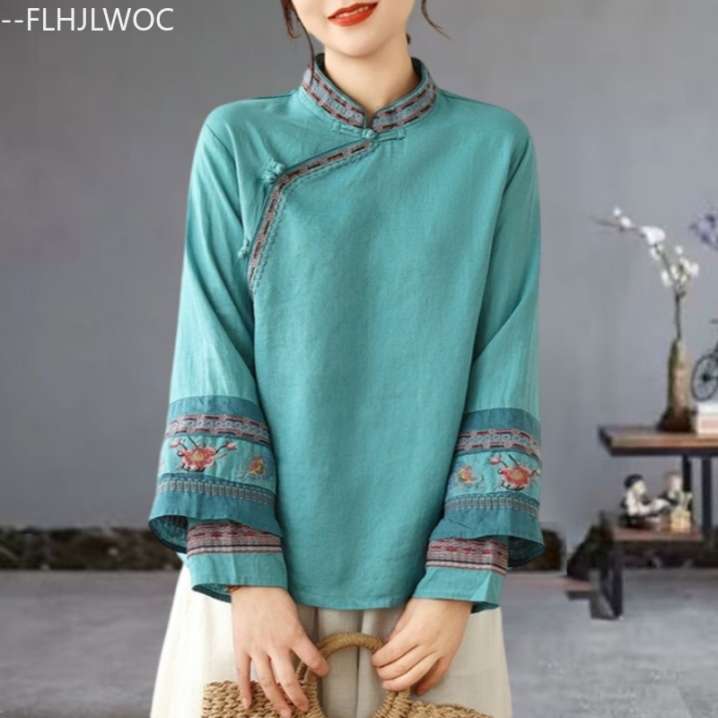 Winter Clothing Vintage - Cotton Linen Embroidery Tops Chinese Style