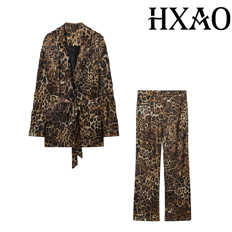 HXAO Leopard Pants Sets 2 Piec - Winter Clothing Vintage recension och pris