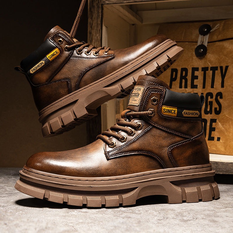 Vintage Men Platform Ankle Boo - Winter Clothing Material recension och pris