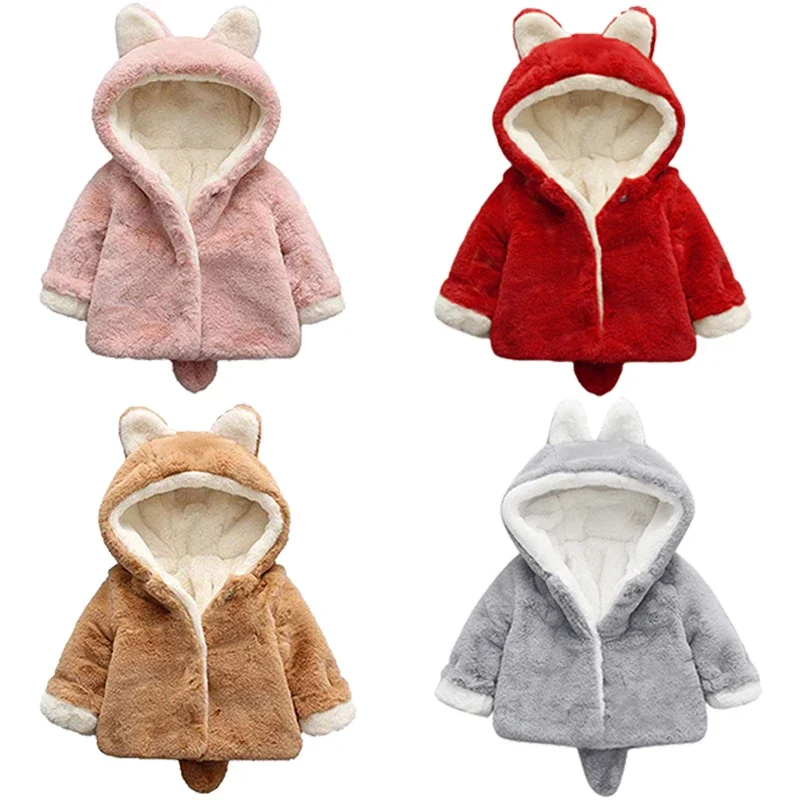 Cute Cat Ears Plush Baby Jacke - Winter Clothing For Babies recension och pris