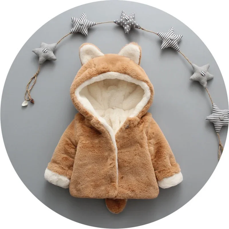 Cute Cat Ears Plush Baby Jacke - Winter Clothing For Babies recension och pris