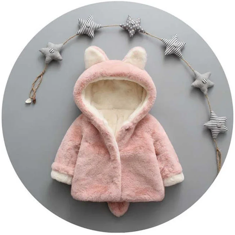 Cute Cat Ears Plush Baby Jacke - Winter Clothing For Babies recension och pris