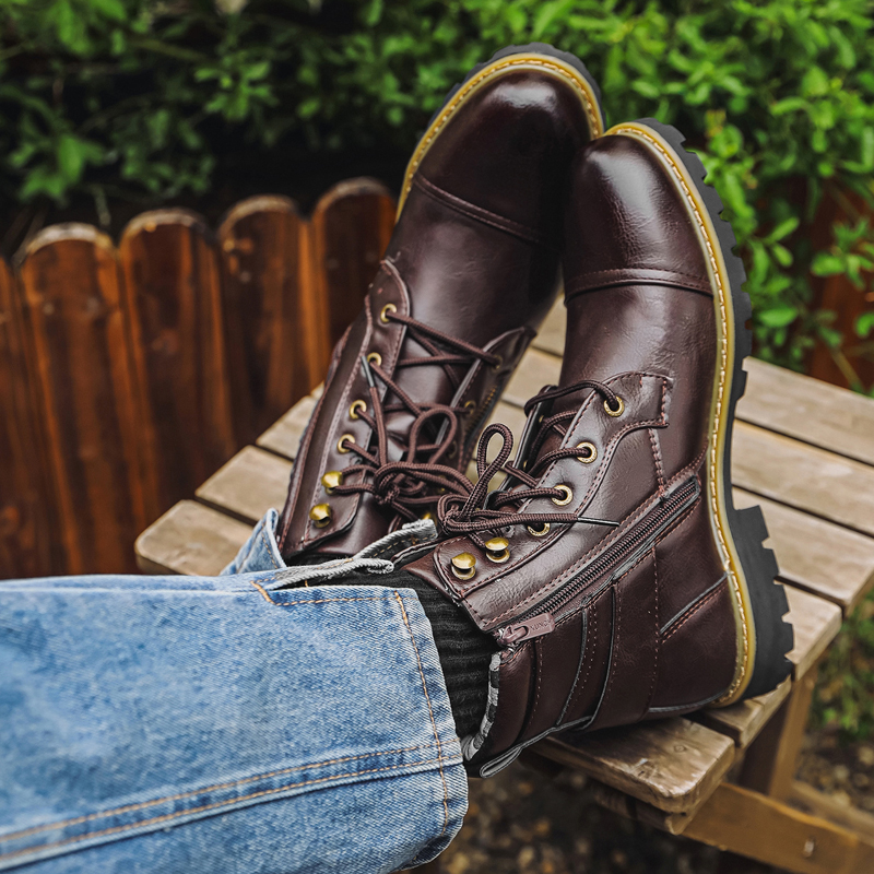 Quality Men Leather Boots Meta - Winter Clothing Material recension och pris