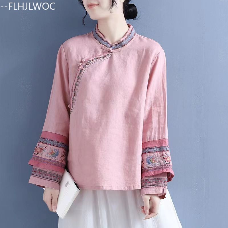 Cotton Linen Embroidery Tops C - Winter Clothing Vintage recension och pris